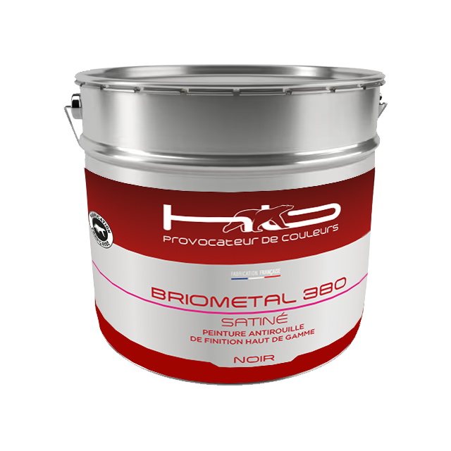 BRIOMETAL 380 SATIN NOIR Peinture de finition satinée haute gamme pour métaux ferreux et boiseries