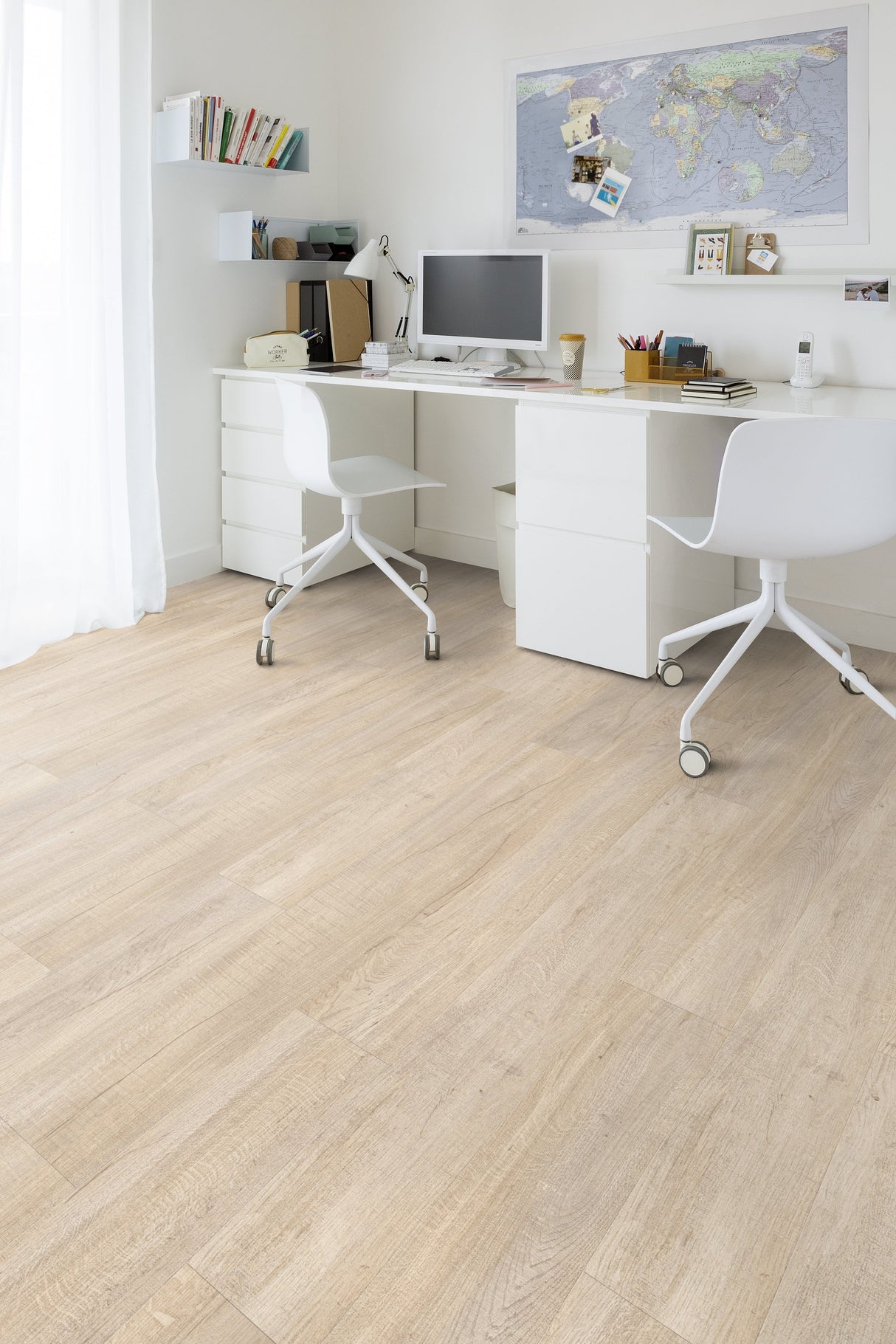 Lame PVC rigide à clipser CREATION 55 RIGID ACOUSTIC - Swiss oak Beige | Mise en situation