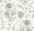 Papier peint dessin floral et papillon Champêtre beige | Mise en situation