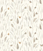 Papier peint panoramique nature floral et papillon fond beige Myrtil | Mise en situation